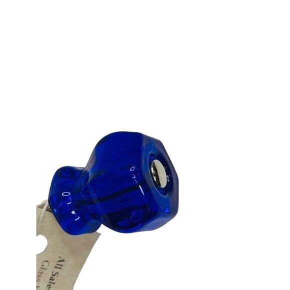 Blue Glass Drawer Pull Antique Design Look 1" Diameter 1 3/8" Bolt New - Picture 6 of 6